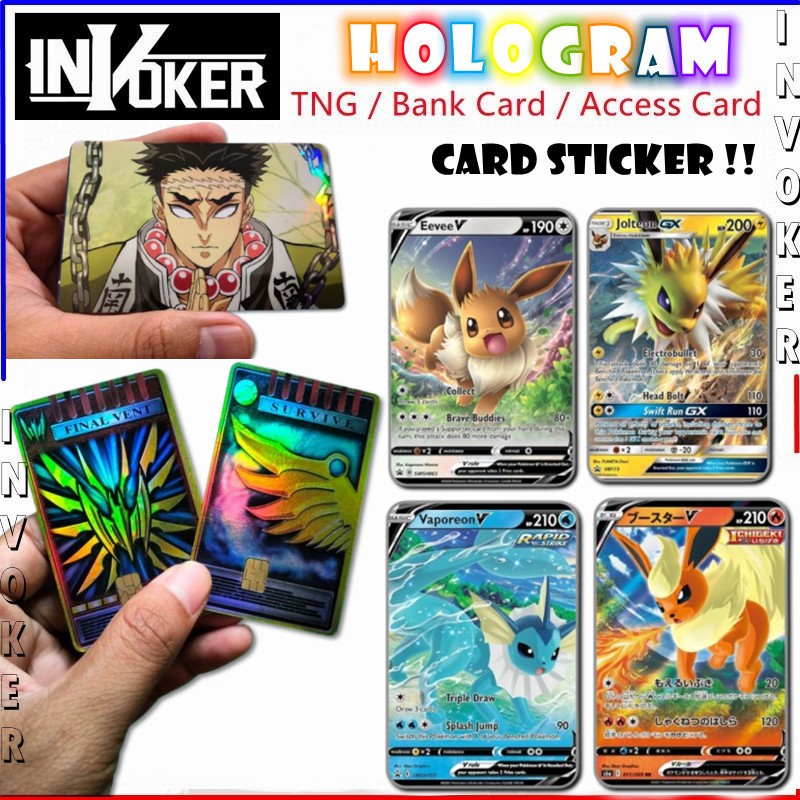 ( POKEMON GAME CARD 4 ) HOLOGRAM Sticker - ATM Card - ACCESS Card - Touch n Go Card / TNG / Bank / W