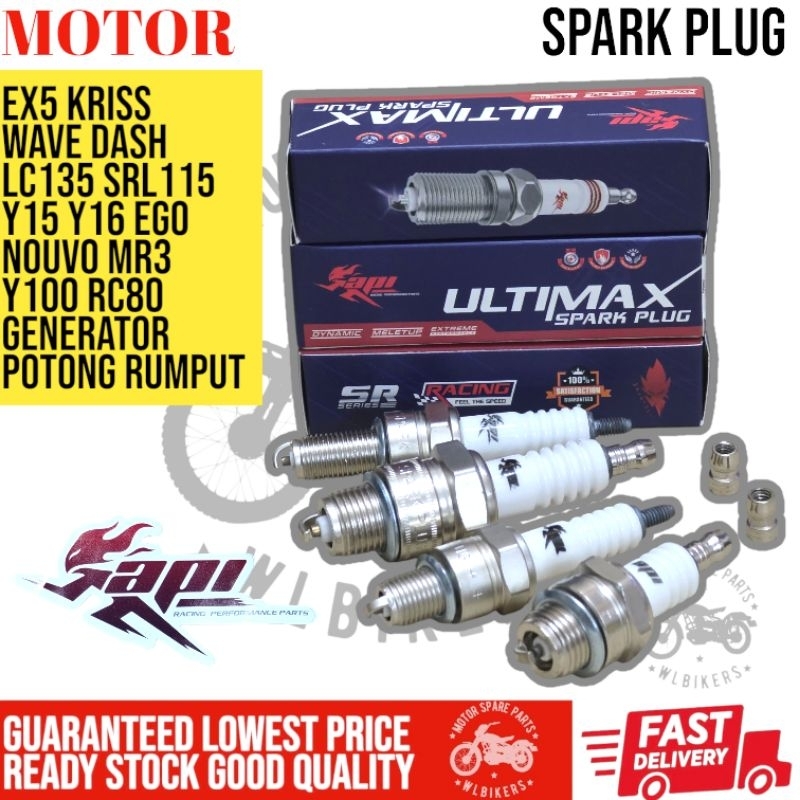 มอเตอร์ SPARK PLUG API C6HSA CPR6 CPR8 BM6A BP7HSA EX5 KRISS LC135 SRL115 Y15 Y100 RC80 WAVE125 ALPH