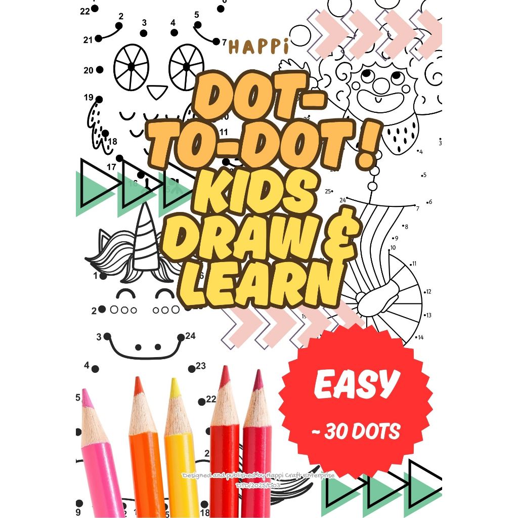 [Happi]40ms PDF Kids Learn Color Fun Education Book Dot-To-Dot Kanak-kanak - Mewarna