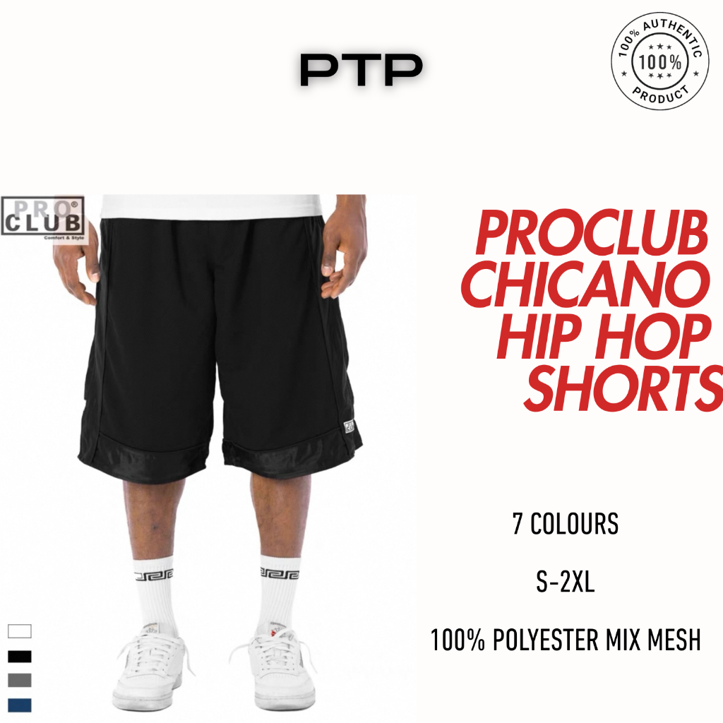 Pro Club Chicano กางเกงขาสั้นฮิปฮอปกางเกงขาสั้นบาสเก็ตบอลกางเกงขาสั้น Retro Baggy