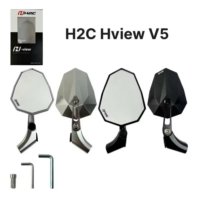 NEW H2C V5 CNC Aluminium Side Mirror H2C-View กระจกกระจกมองหลัง รุ่น V2 พื้นผิวกระจกมาตรฐานเต็ม)