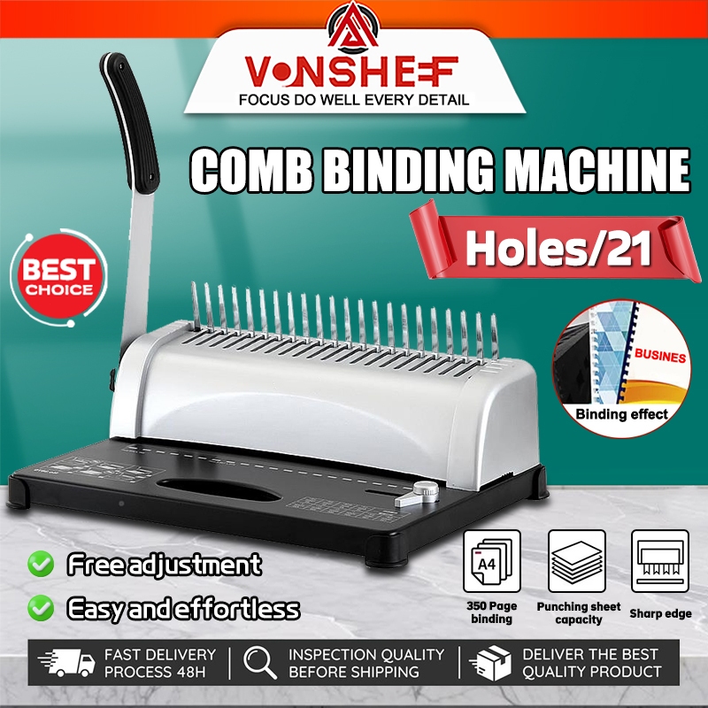 A4/A3Comb Binding Machine เครื่องเข้าเล่มหวีพลาสติก 21 หลุม Heavy Duty Binding Machine