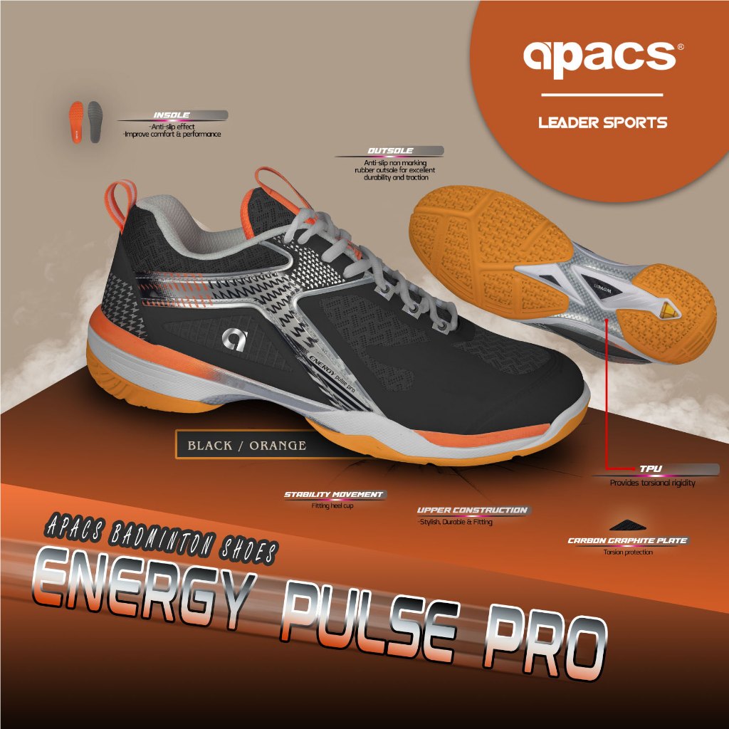 (ฟรีถุงเท้า)APACS INDOOR/ON COURT PRO SERIES ENERGY PULSE PRO