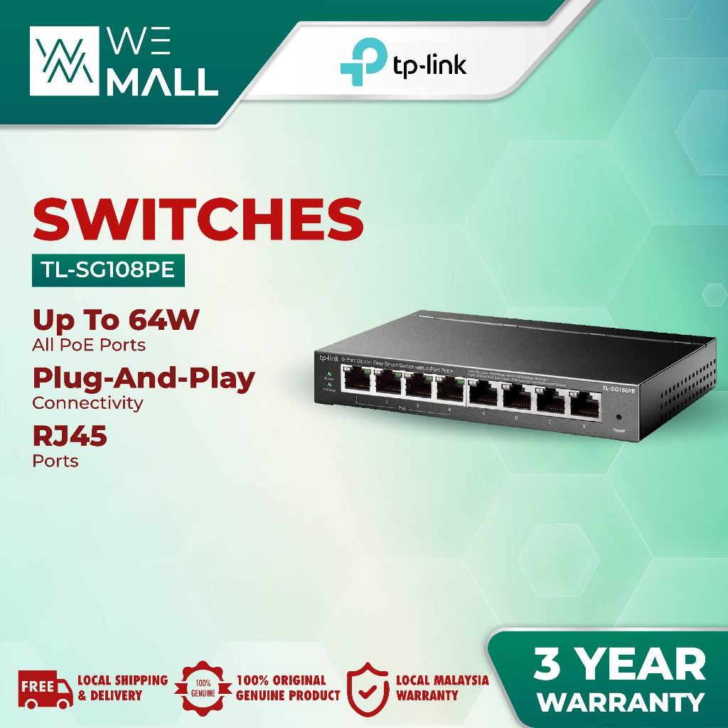 TP-Link TL-SG108PE SMB POE Switch 8-Port Gigabit Desktop POE Easy Smart Switch