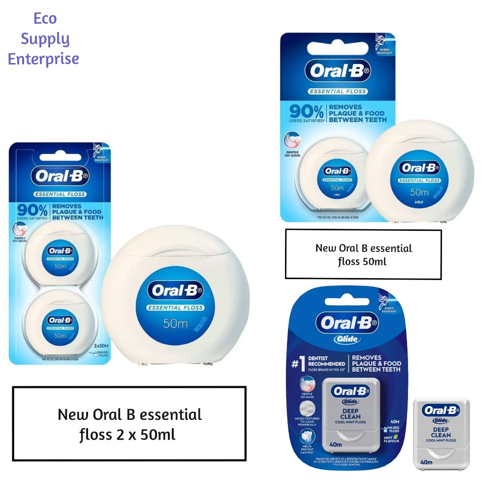 ORAL - B Essential Floss (มิ้นต์) 50m/ Glide Pro-Health Deep Clean Floss 40m/Satin Dental Floss Mint