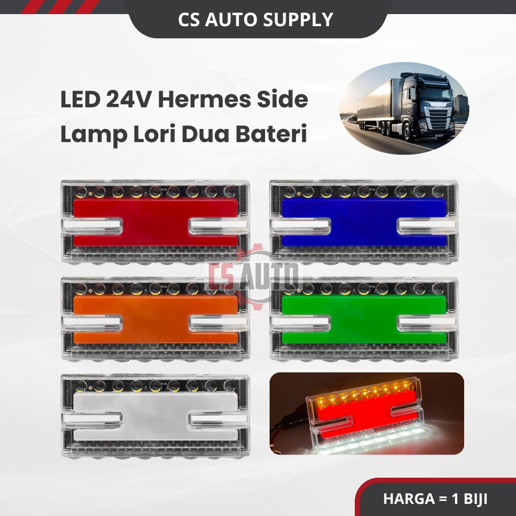 LED 24V Hermes Running Side Lamp สัญญาณไหลตัวอักษร H Lampu Sisi Hermes Lori 2 Bateri Treler