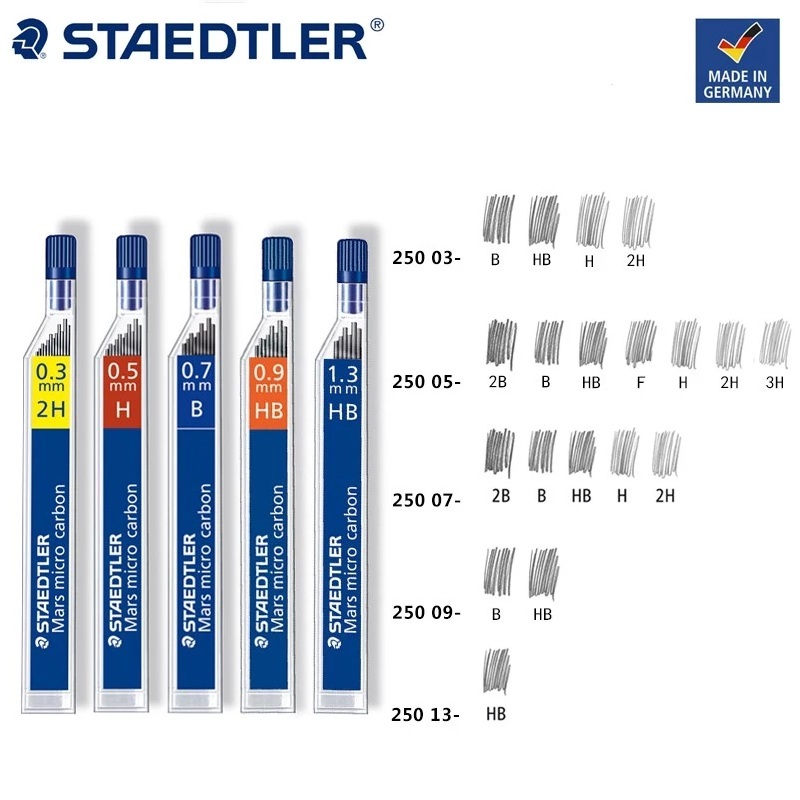 STAEDTLER MARS MICRO CARBON LEAD 12PCS ต่อ TUBE ( AVAILABLE IN 0.5MM B 0.7MM 2H 0.9MM B & 0.9MM HB )