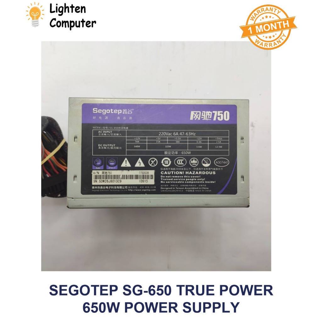 USED SEGOTEP PSU SG-650 / SG-D700JYB / SG-D750WC | 600W / 650W | พลังที่แท้จริง | เอทีเอ็กซ์ | พาวเว