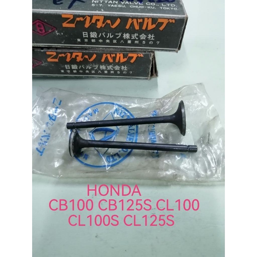HONDA CB100 CB125S CL100S CL100S CL125S NOS NITAN วาล์ว INLET & EXHAUST ชุด 2 ชิ้น