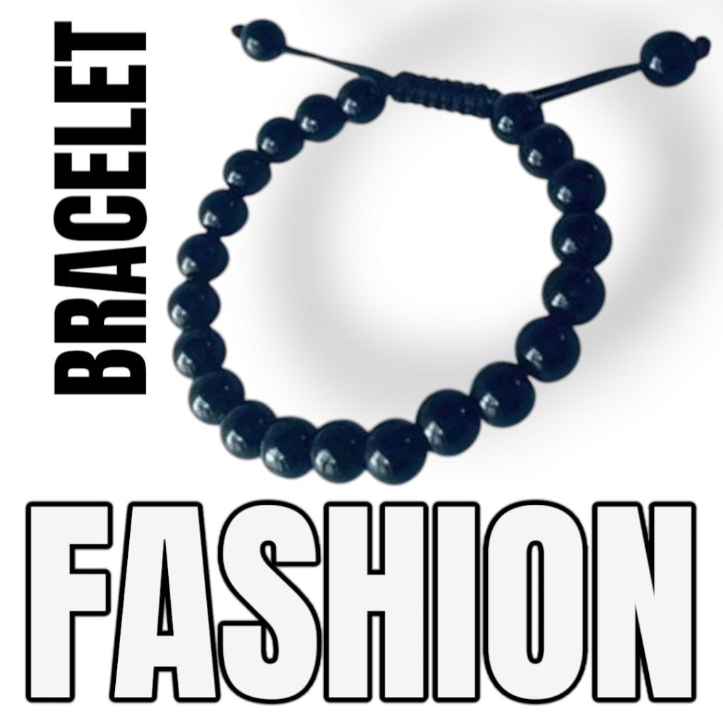 สร้อยข้อมือลูกปัดหินสีดํา 8 มม. Gelang Tangan Manik สีดําธรรมชาติ Gelang Tangan Bau สีดํา