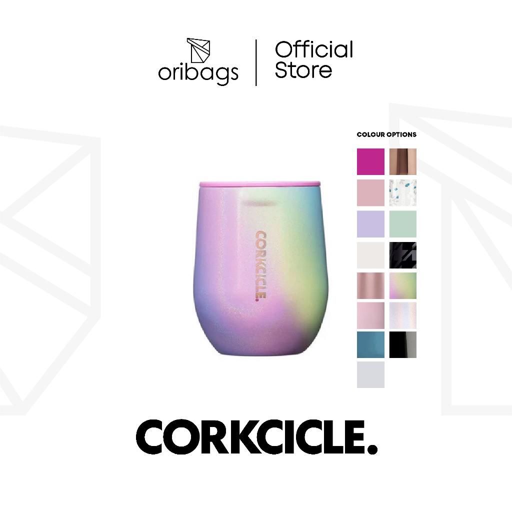 Corkcicle 12oz Stemless Tumbler – ผสมสีช่วยให้เครื่องดื่มเย็น/ร้อนแกะสลักตัวเลือก