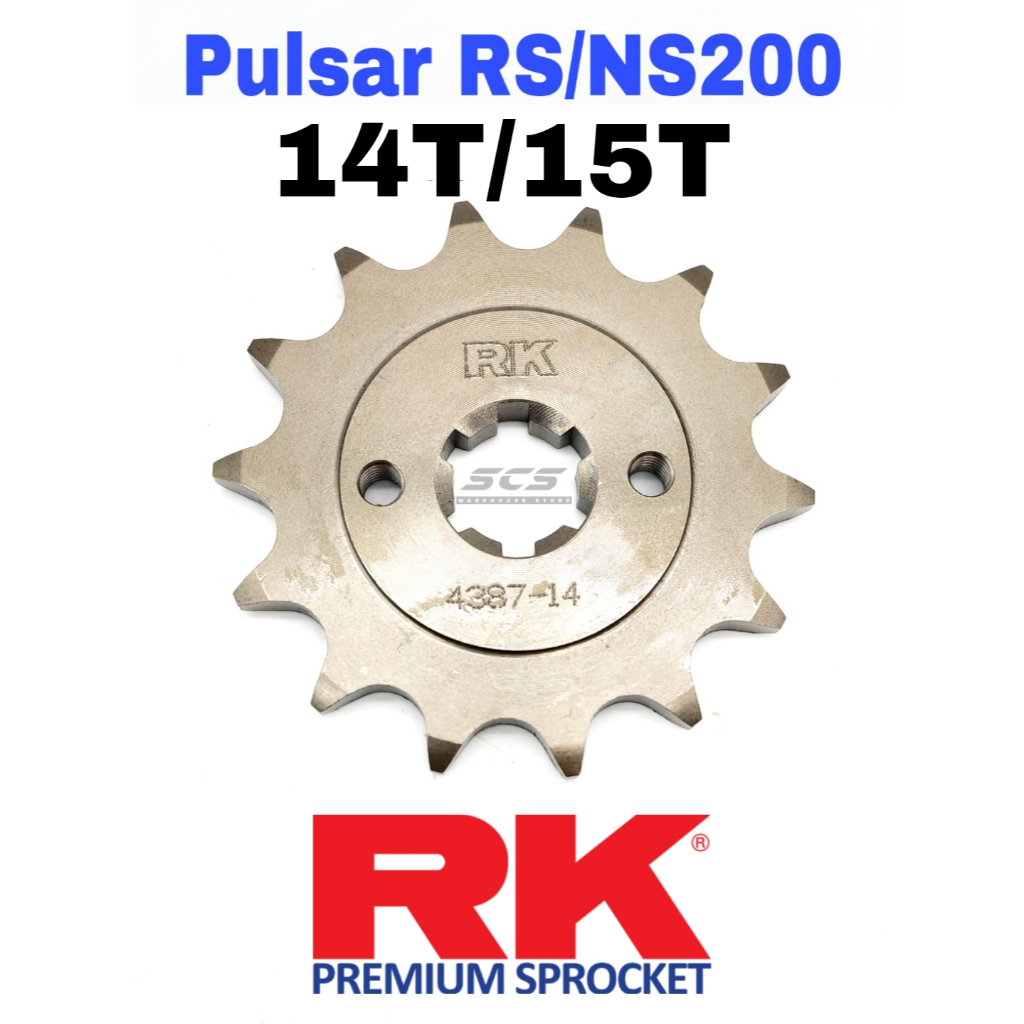 RK สเตอร์หน้า MODENAS Pulsar NS / RS 200 RK 14T / 15T NS200 RS200 14 / 15 Pulsar200 Spoket Depan เกี