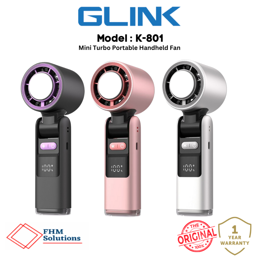 Glink K-801 พัดลมเทอร์โบมือถือแบบพกพา