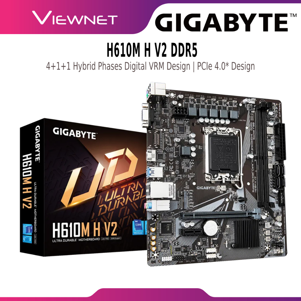 GIGABYTE H610M H V2 DDR5 D5 1700 MOTHERBOARD COMBO PROCEESOR INTEL - I3- 12100 I5- 12400 12400F 1440