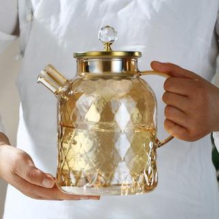 Suitable Gas Stove Water Heat Resistance Glass Jar Teapot Tea Pot Teko Kaca Jug Cerek Air Tahan Panas Bamboo Lid 茶壶