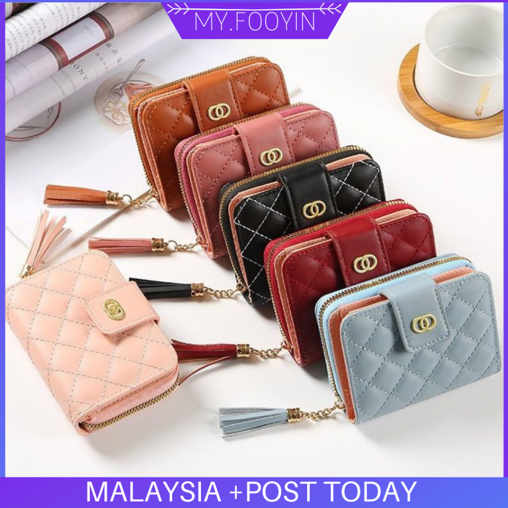 P99 MYFOOYIN กระเป๋าสตางค์ใบสั้น Lady Womens Multi-slot Card Holder Coin Zip Purse