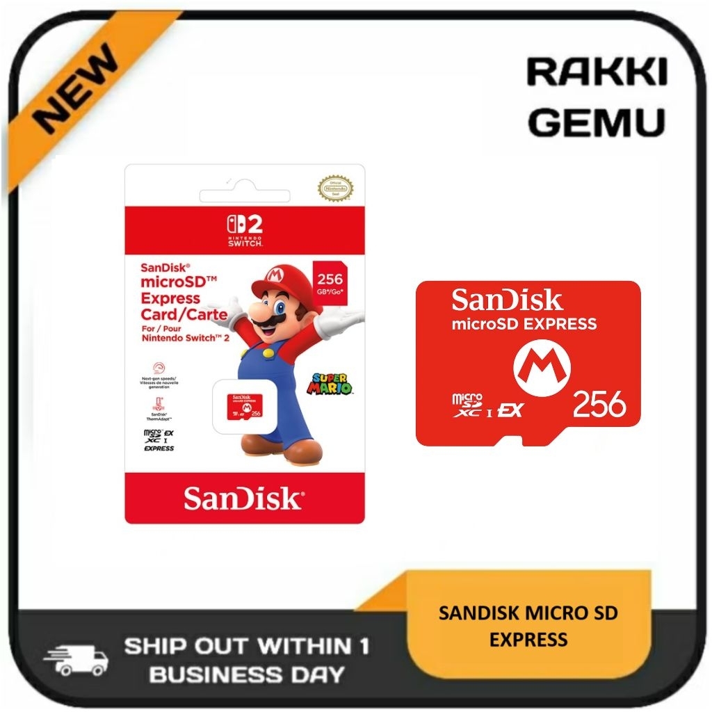 การ์ด SanDisk microSD Express 256GB สําหรับ Nintendo Switch 2 HK นําเข้า