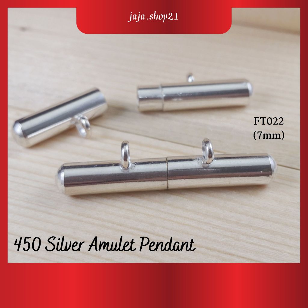 | 450 Silver Amulet Mantra จี้ธรรมดา (FT022) | 450 纯色光身筒จี้吊จี้ | Loket Plain Perak 450