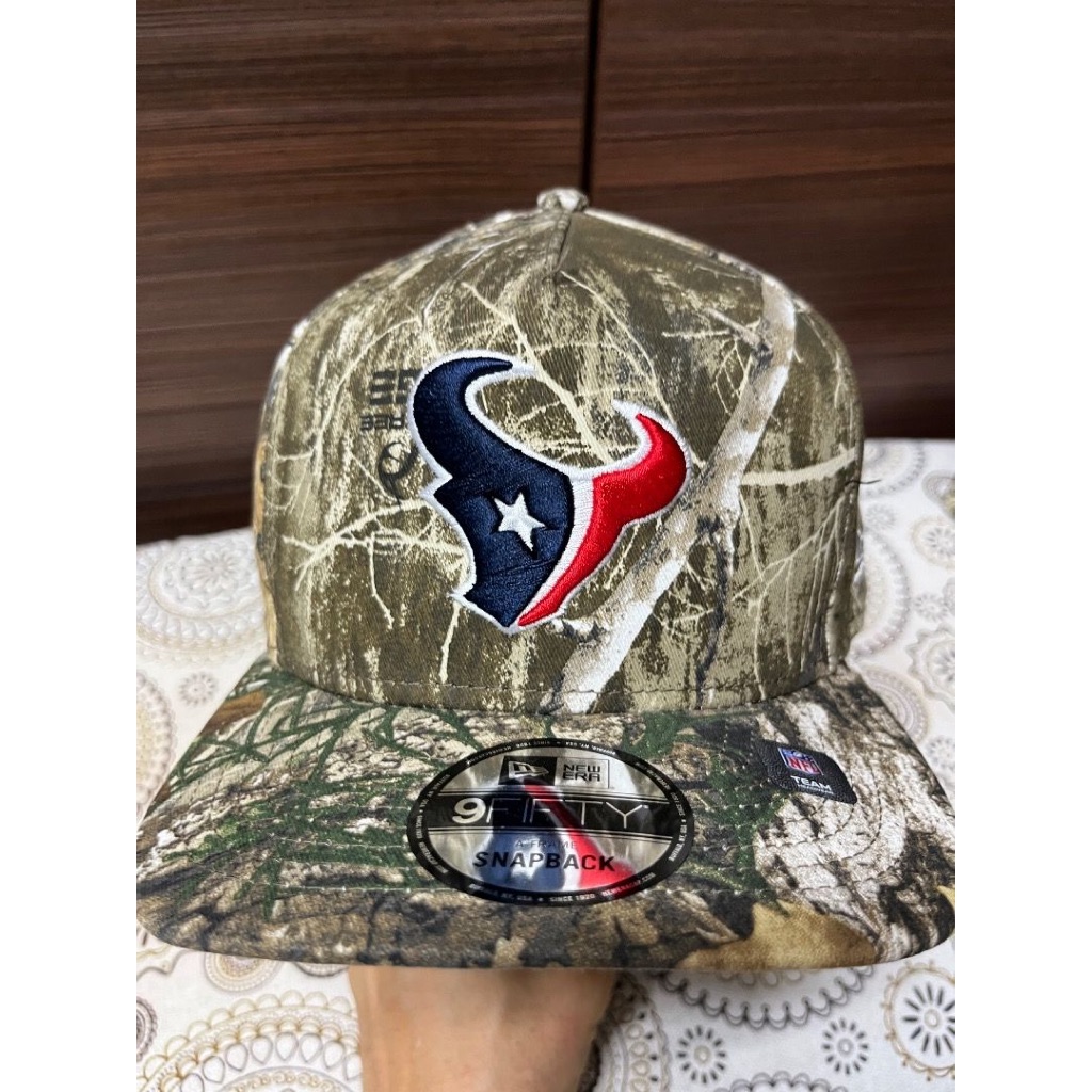 NE 9 Fifty A Topi Real Tree Houston Texans หมวกเบสบอล Snapback ปรับได้