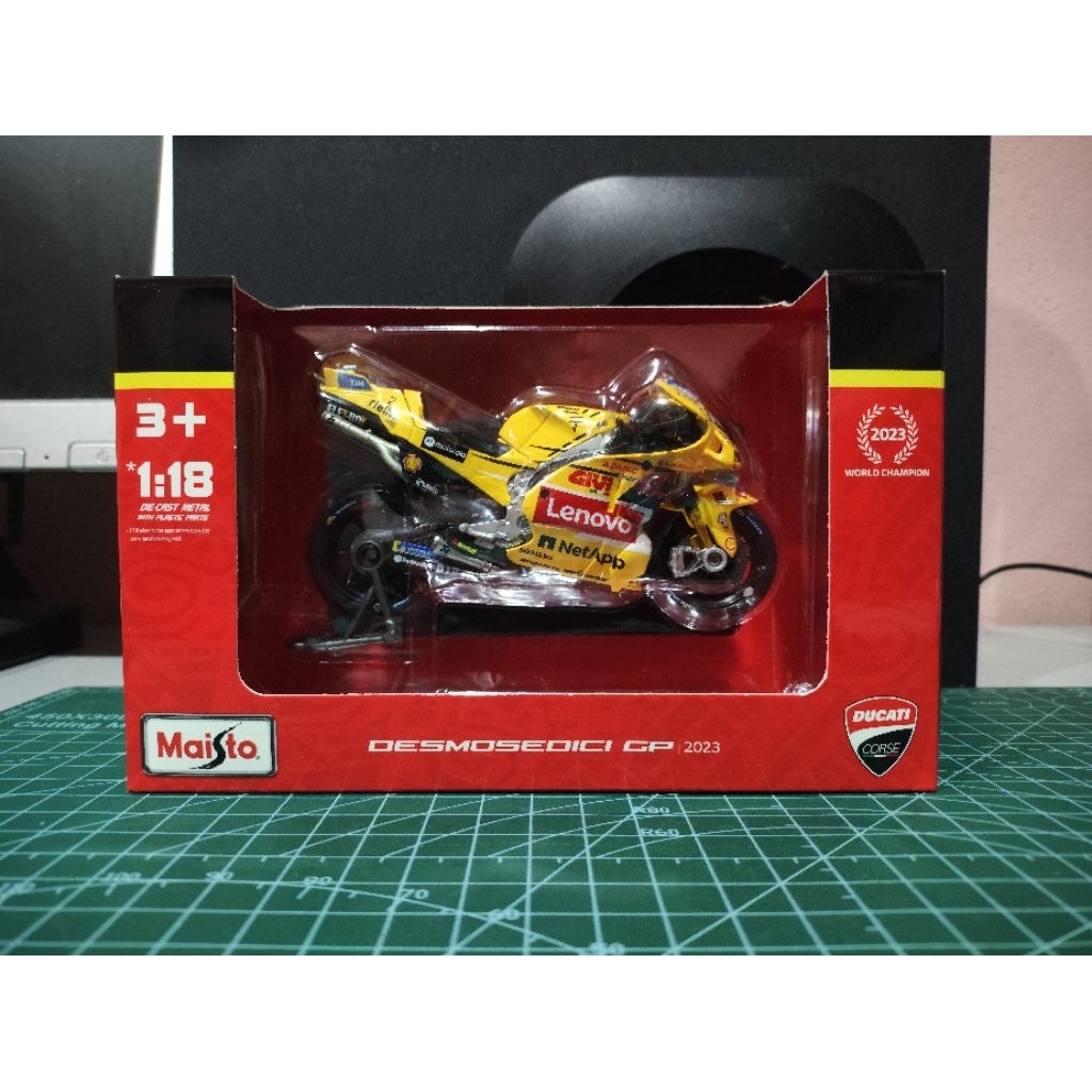 Maisto 1:18 Model Kit MotoGP 2023 Ducati Desmosedici GP23 Giallo Ducati #1 Francesco Bagnaia