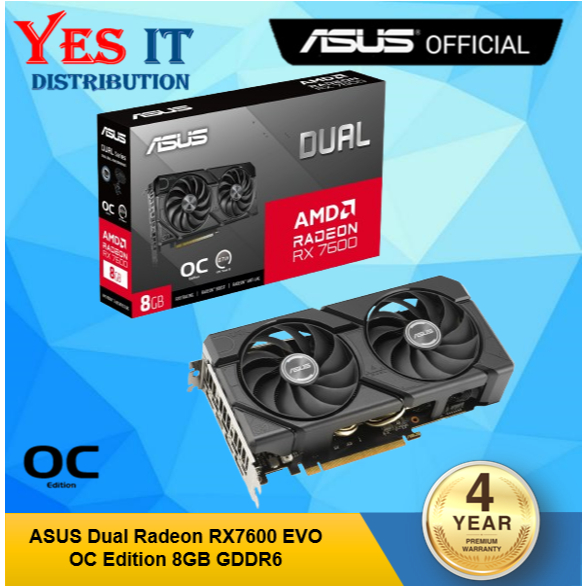 ASUS Dual Radeon RX7600 OC 8GB / RX7800XT / RX7800 XT OC Edition 16GB GDDR6 กราฟิกการ์ด