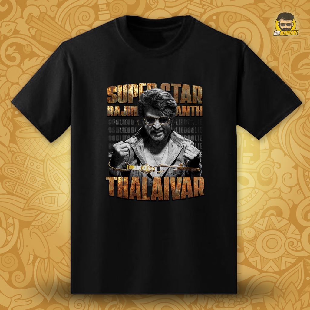 เสื้อยืด Coolie Super Star Rajini Kanth แขนสั้น Unisex Baju Cotton