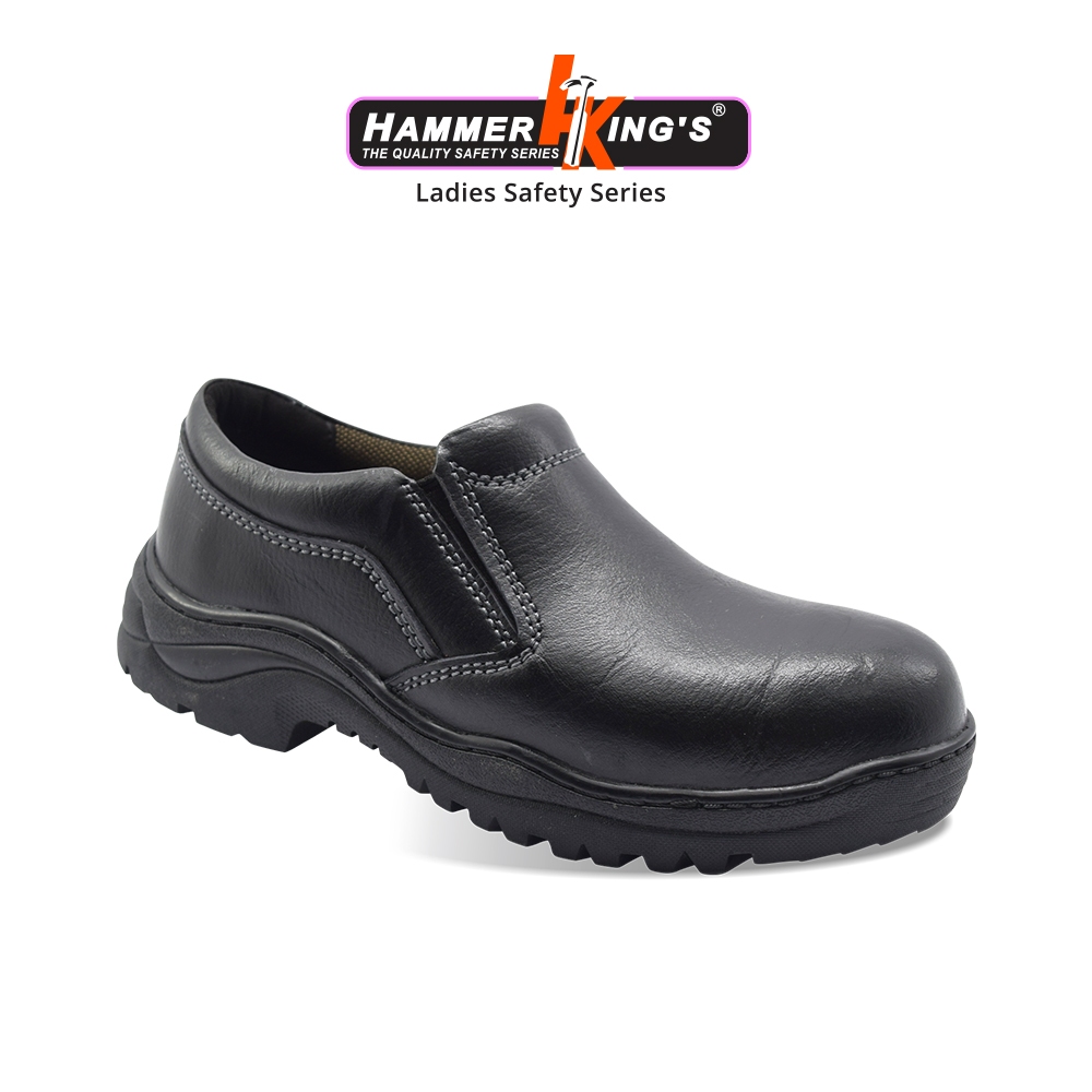 Hammer Kings 12001 Small Cut Unisex Ladies Safety Shoes Low Cut Slip-on Steel Toe Cap Leather Workin