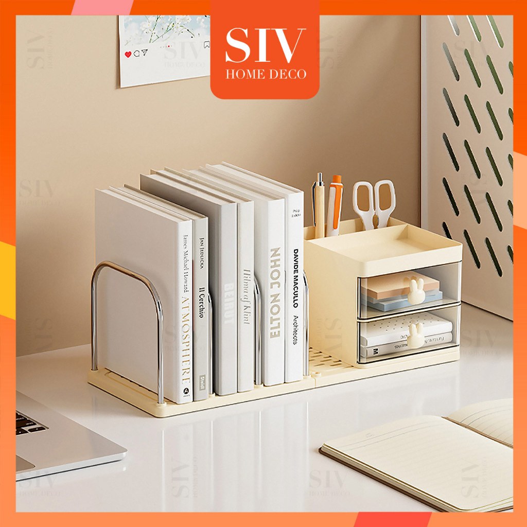 SIV โต๊ะ Organizer Rack Desktop Book & แฟ้มชั้นวางขาตั้งความงามพร้อมลิ้นชักสําหรับสํานักงานตาราง
