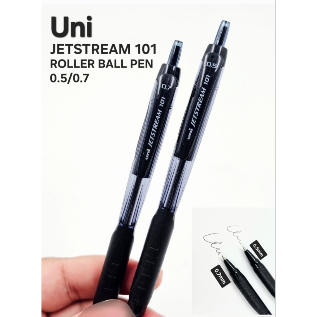 UNI-Ball JetStream 101 Roller Ball Pen Retractable 0.5/0.7mm สีดํา SXN-101 5pcs