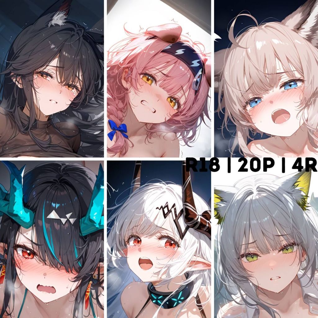 (R18)โปสการ์ดอะนิเมะ 4R Arknights Texas,Goldenglow,Sussurro,Dust,Mudrock,Kalsit