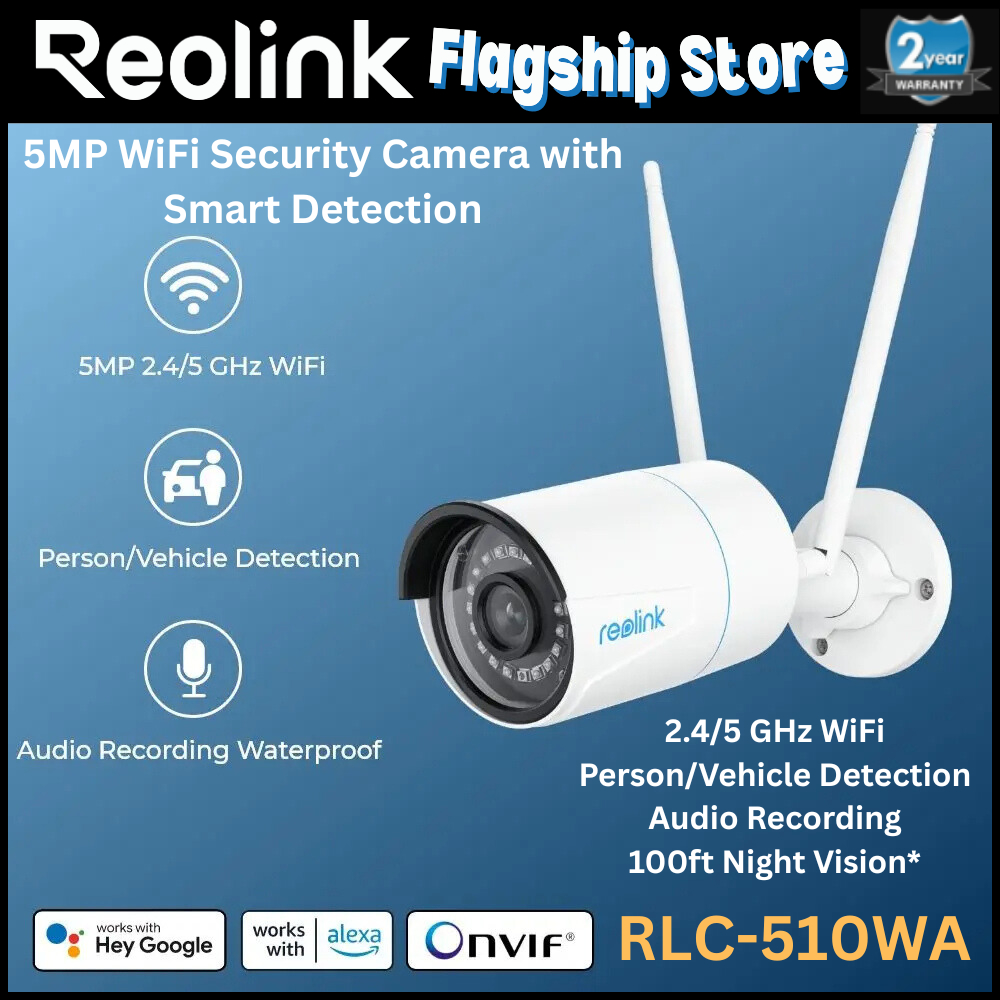 Reolink RLC-510WA 5MP WiFi กล้อง 2.4/5GHz Dual Band คน/การตรวจจับยานพาหนะความปลอดภัยในร่มกลางแจ้งสภา