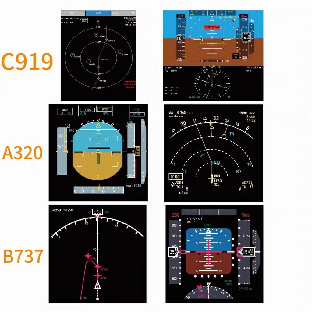 Boeing Airbus Flight Cockpit Instruments ตู้เย็นแม่เหล็กตกแต่งรุ่นจอแสดงผล