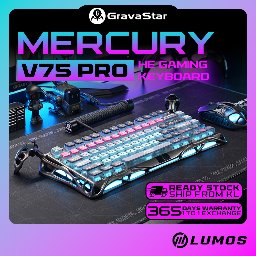 Gravastar Mercury V75 Pro Cyberpunk Neon Graffiti HE คีย์บอร์ดเกม