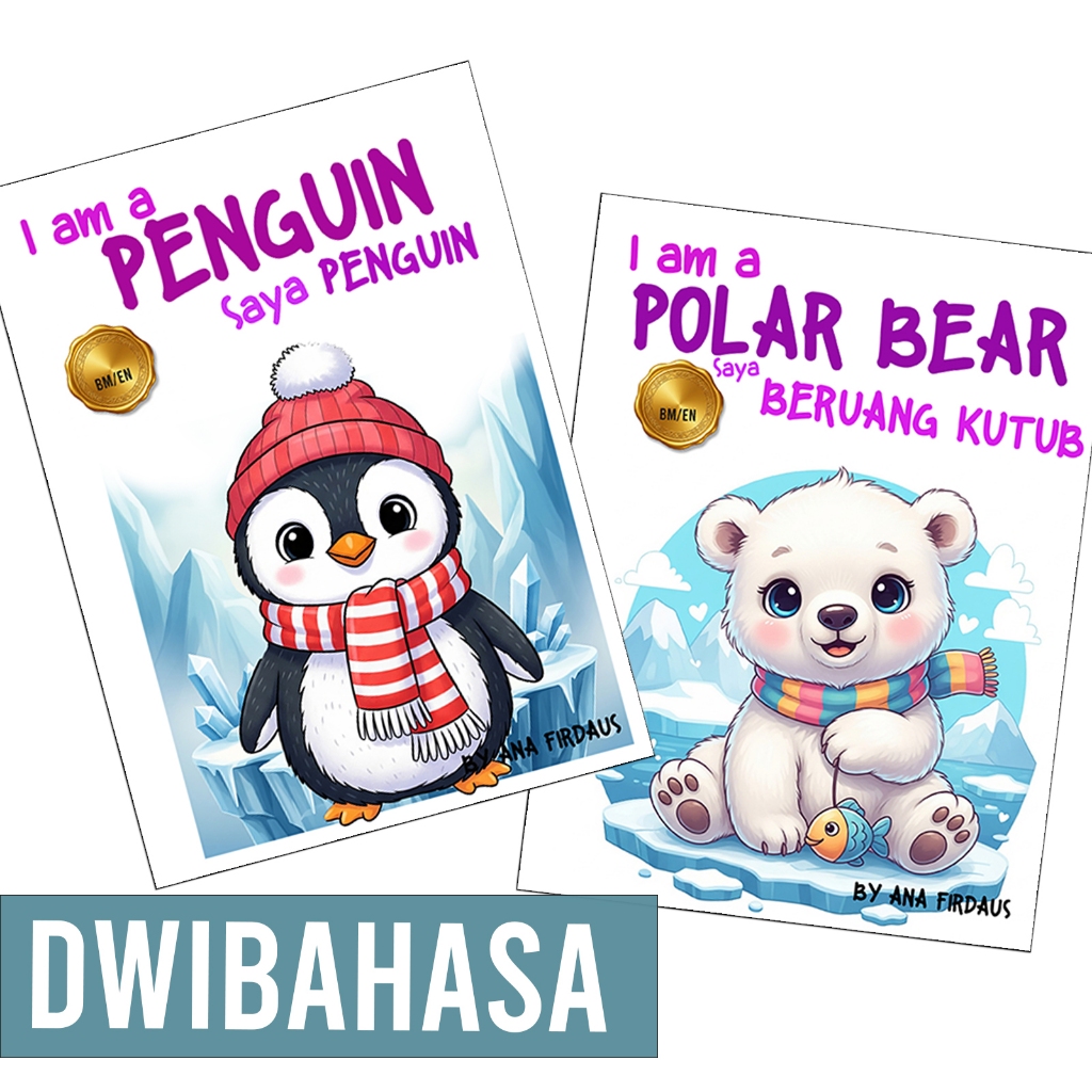 Penguin Bear Polar Storybook Penguin Polar Bear สองภาษา BM/EN หนังสือภาพสําหรับเด็กสําหรับเด็ก