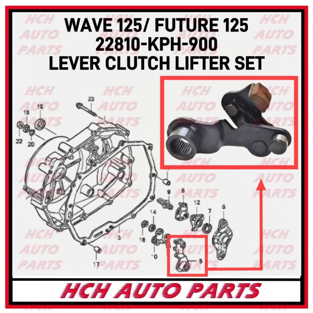 LEVER CLUTCH LIFTER SET - HONDA - WAVE 125/ 125S/ 125X/ FUTURE 125 - 22810-KPH-900 (NK)