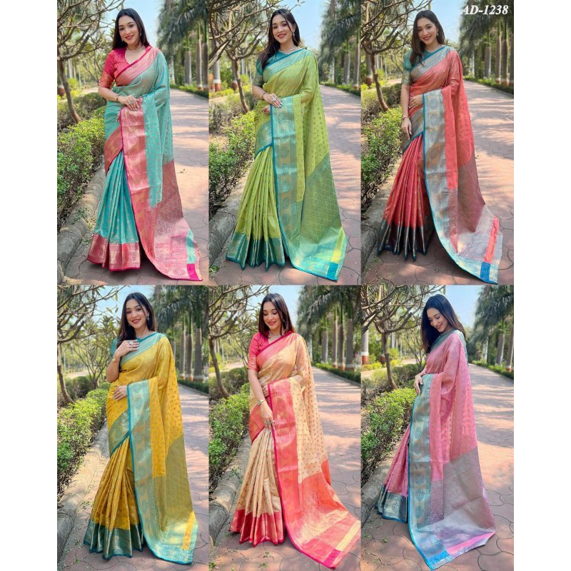 AD-1238~Exclusion Banarasi Soft Silk พร้อม Jacquard Zari Work Sarees