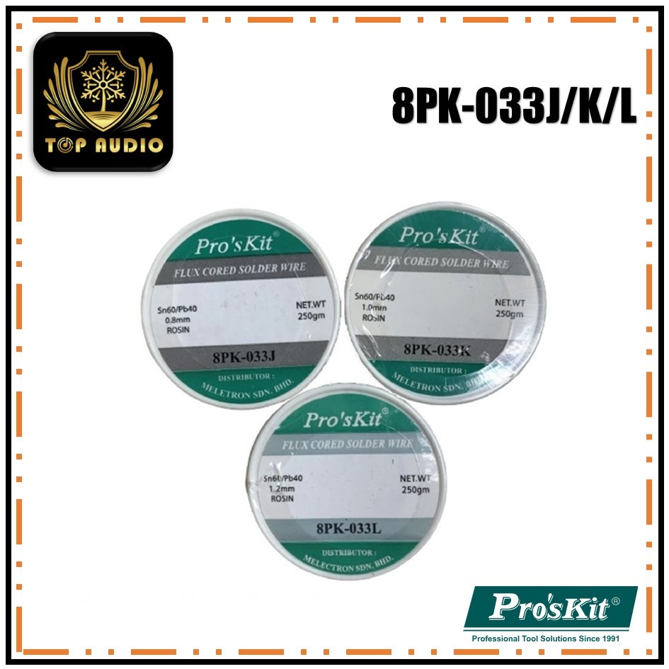 ProsKit 8PK-033J 0.8mm / 8PK-033K 1.0mm / 8PK-033L 1.2mm Flux Cored Lead Sn60/Pb40 Solder Wire ( 250