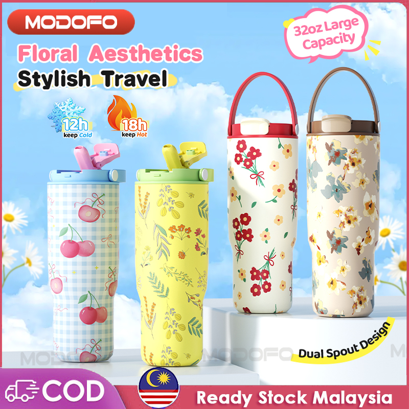 MODOFO 32oz Tumbler Thermos ขวดฟาง Aesthetic Tumbler Botol Air Tahan Sejuk Aquaflask Tumbler modofo保