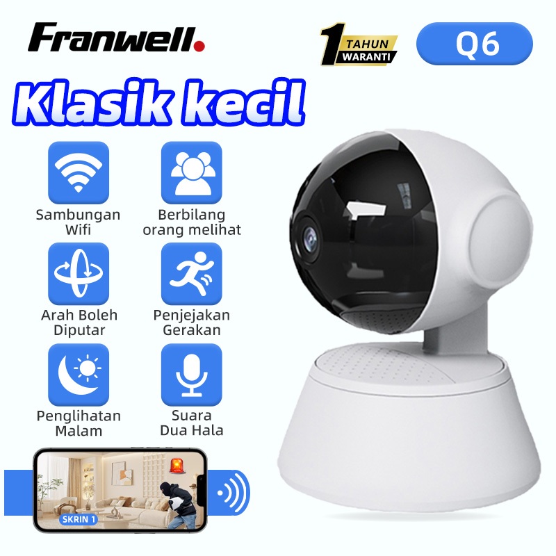 Franwell/V380 Q6 กล้องวงจรปิดไร้สาย 1080P PTZ ควบคุม WiFi เชื่อมต่อกับโทรศัพท์มือถือ Night Vision Cl