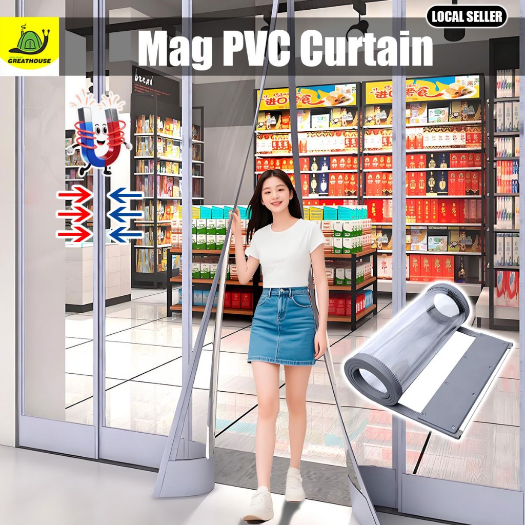 Aircond Curtain PVC Air Conditioner Curtain Windproof Block Door Curtain โปร่งใส Magnetic Curtain La