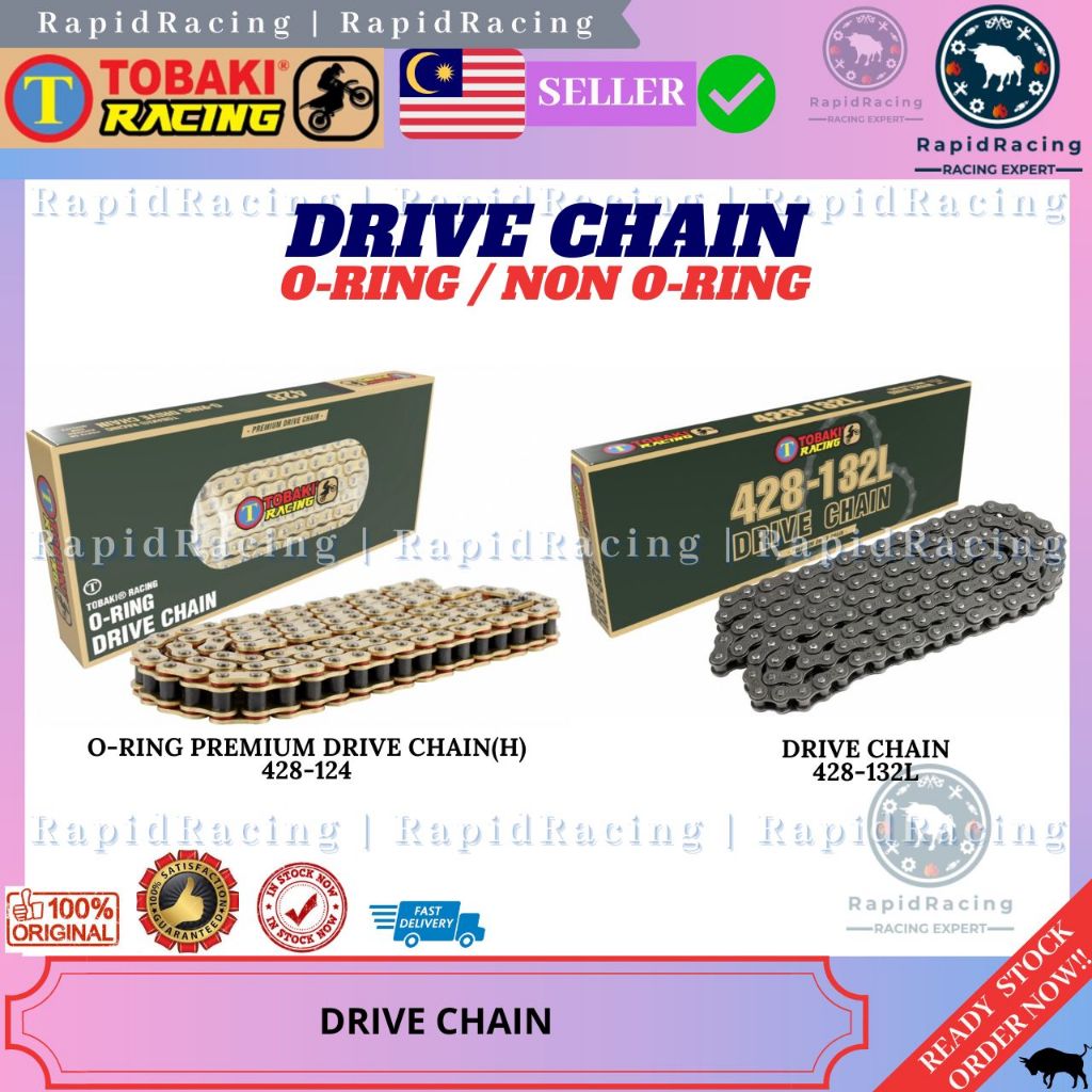 TOBAKI-X RACING DRIVE CHAIN RANTAI KECIL MOTOR HEAVY DUTY O-RING BLACK GOLD 415H 420H 428H 520H