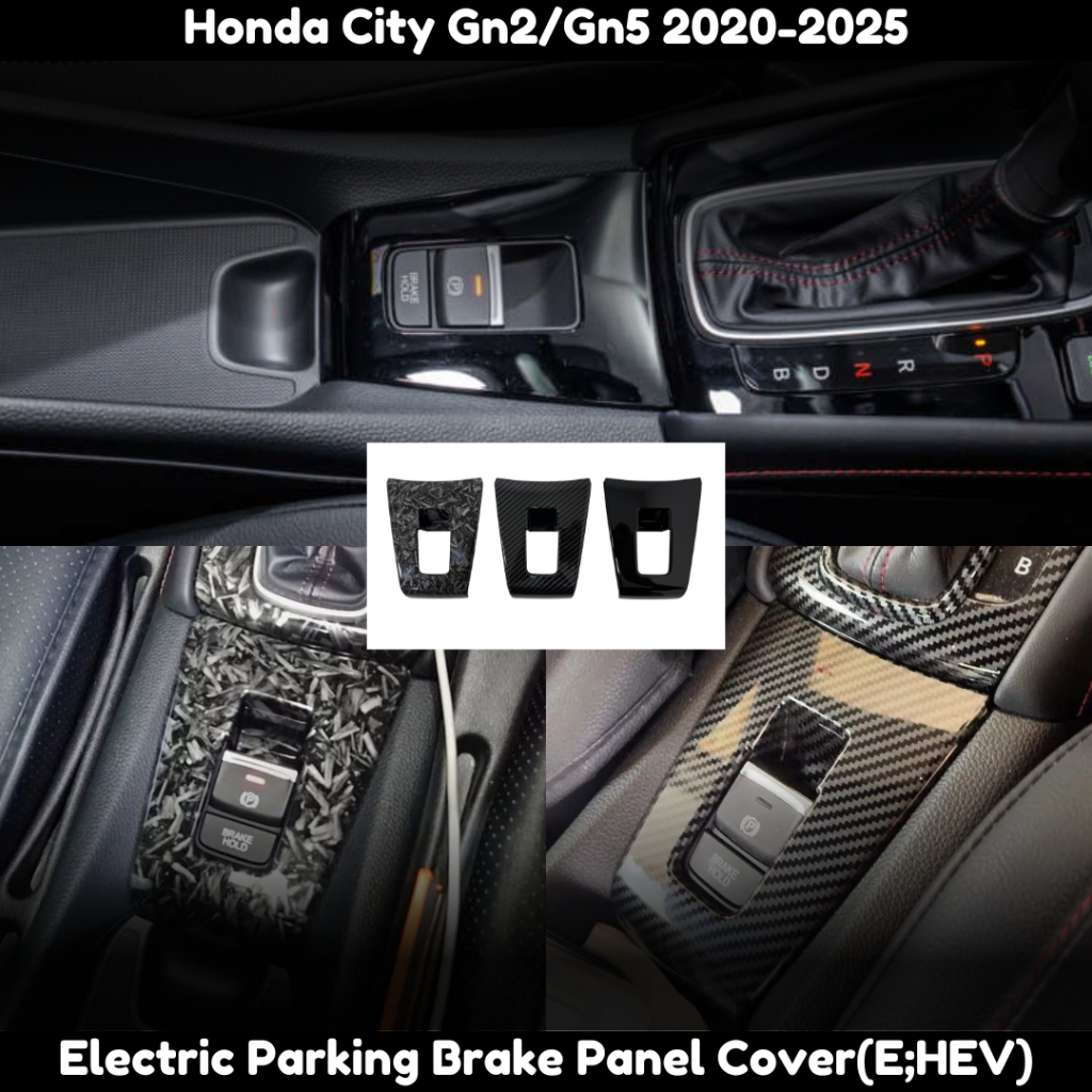 Honda City Gn2/Gn5 2020-2025 คาร์บอนปลอม Trim & Glossy สีดํา RS EHEV E แผงเบรค Garnish ฝาครอบ