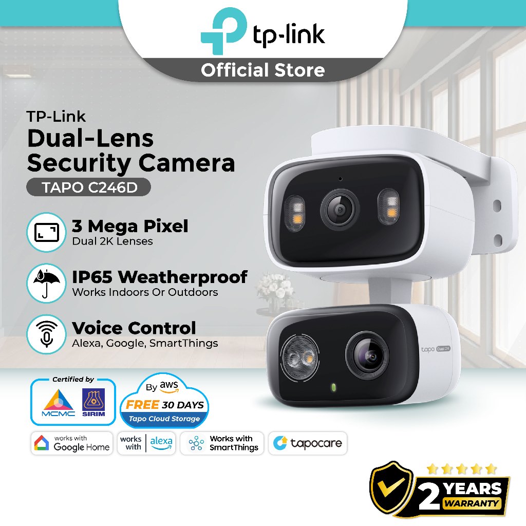 TP-Link Tapo C246D C545D TC47 2K 3MP Dual Camera กล้องวงจรปิดในร่มกลางแจ้ง 360 หมุนกล้อง AI Motion T