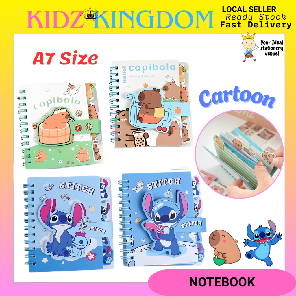 โน๊ตบุ๊ค Buku Nota Capybara Stitch Comel Kanak Hadiah น่ารัก Mini การ์ตูนขนาดเล็กปัจจุบันเด็กเด็ก 可爱儿童卡通用品