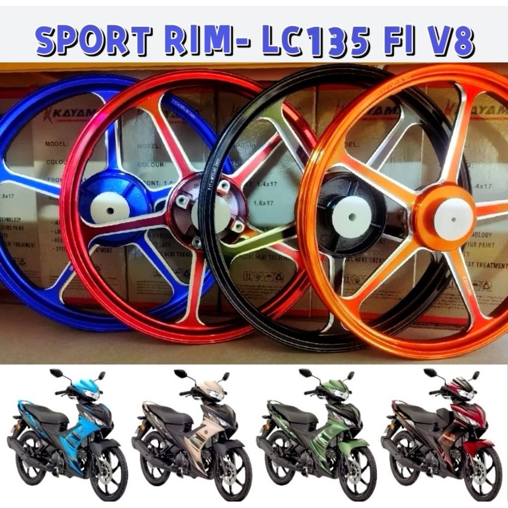 LC135 FI V8 SPORT RIM FG505 CNC COLOUR สีดําสีฟ้าสีส้มสีแดง LC135 FUEL INJECTION SP522 FG511 4 BATAN