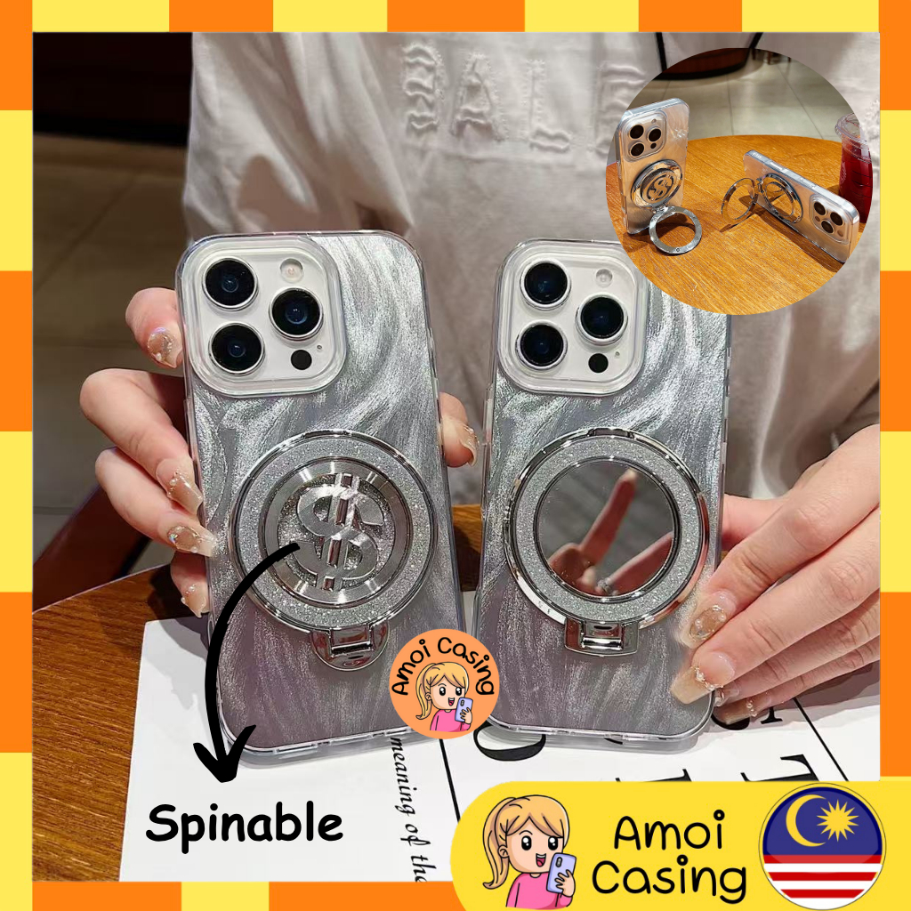 Realme 5 5i 5s 6i 9i 14x C3 C12 C15 C35 C51 C53 C55 C63 C65 C67 C75 C75x cermin fon ขาตั้งเงิน feath