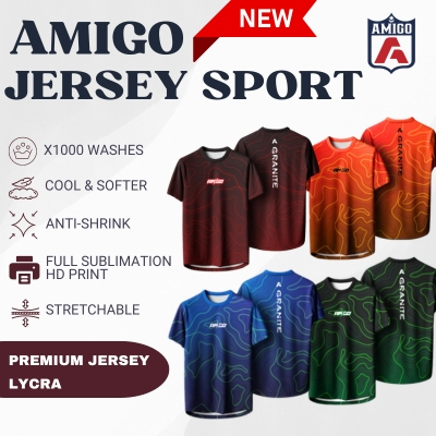 AMIGO Viral Baju Jersi Lelaki Unisex ระเหิดไมโครไฟเบอร์ Jersey tshirt ออกแบบ GRAINITE baju lelaki je