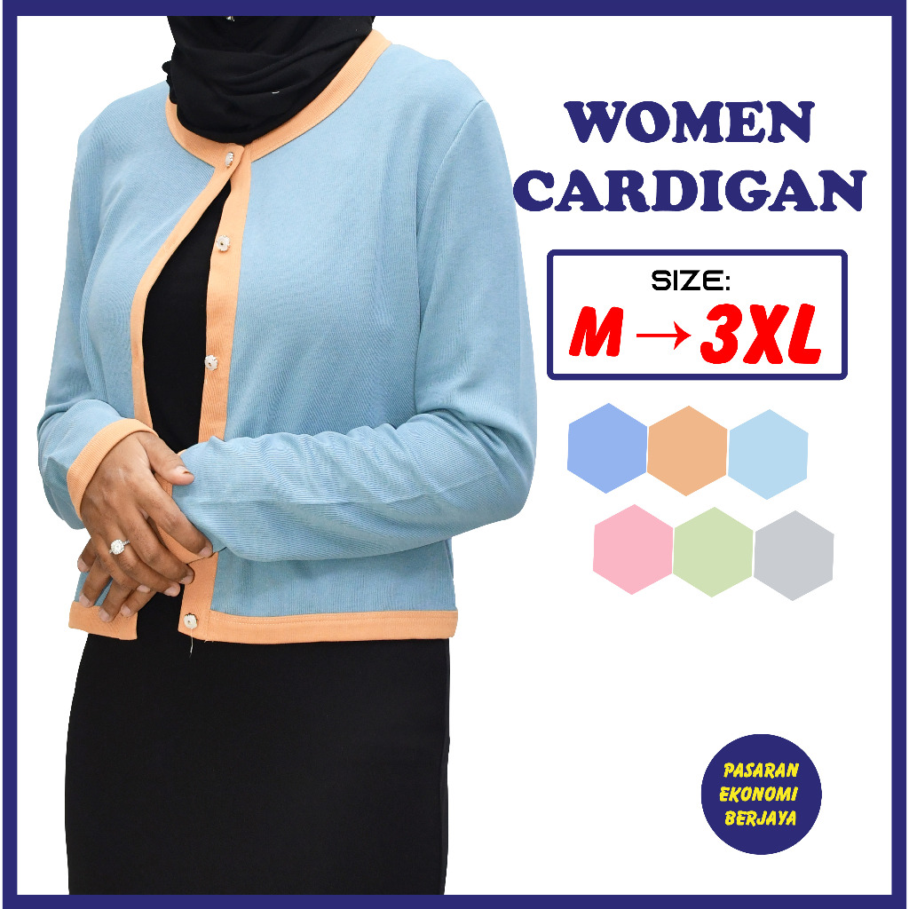 ผู้หญิง CARDIGAN ปุ่ม UP W24073 KNIT CARDIGAN PLAIN LONG SLEEVE CARDIGAN