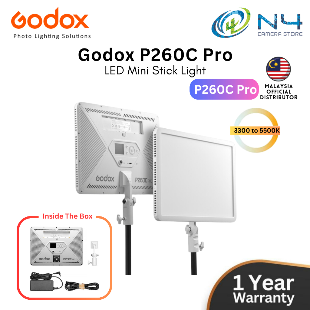 Godox ใหม่ LED P260C Pro LED P260C รายละเอียดเพิ่มเติมบางเฉียบ 45W power-Bi-Color ปรับ 2800K ถึง 650