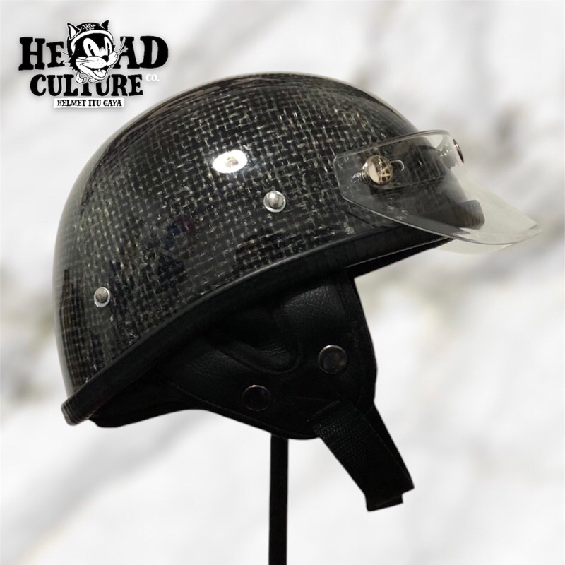 Shorty Unfinished Raw Red Paisley Bandana Inner Retro Classic Half Helmet